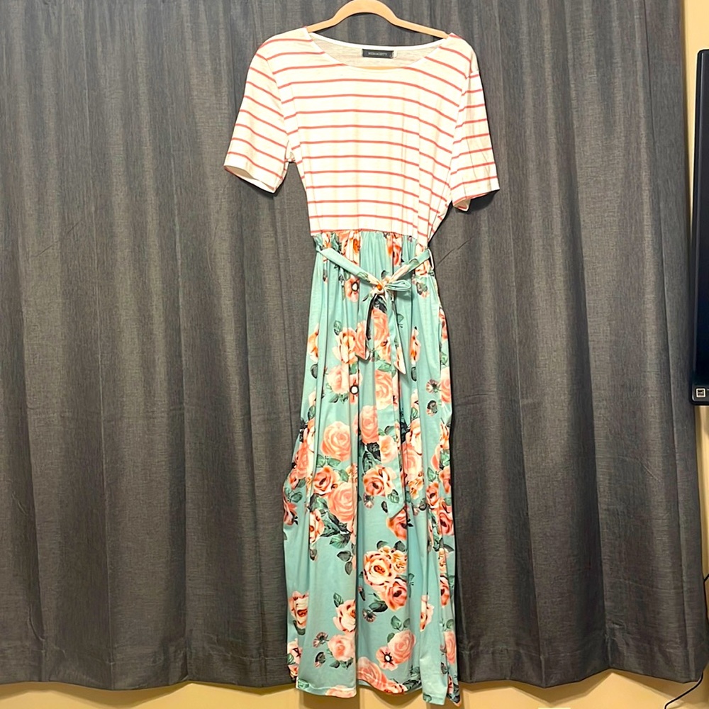 Striped floral dress